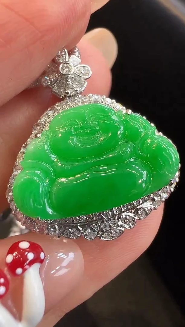 吊坠(不含链)18K金镶嵌翡翠吊坠