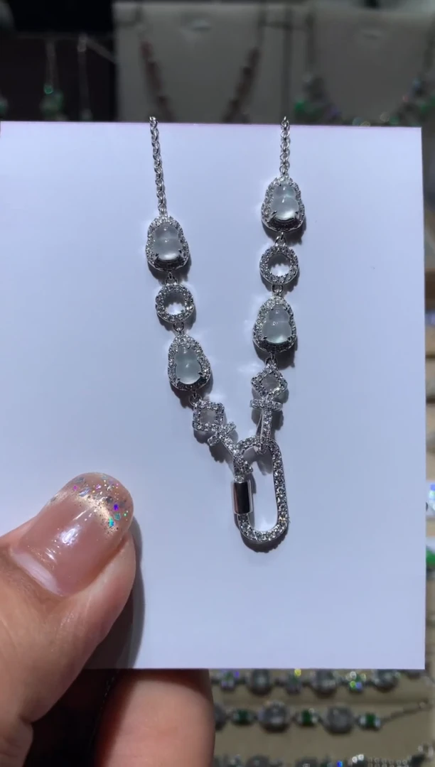 银S925镶嵌翡翠耳饰项链