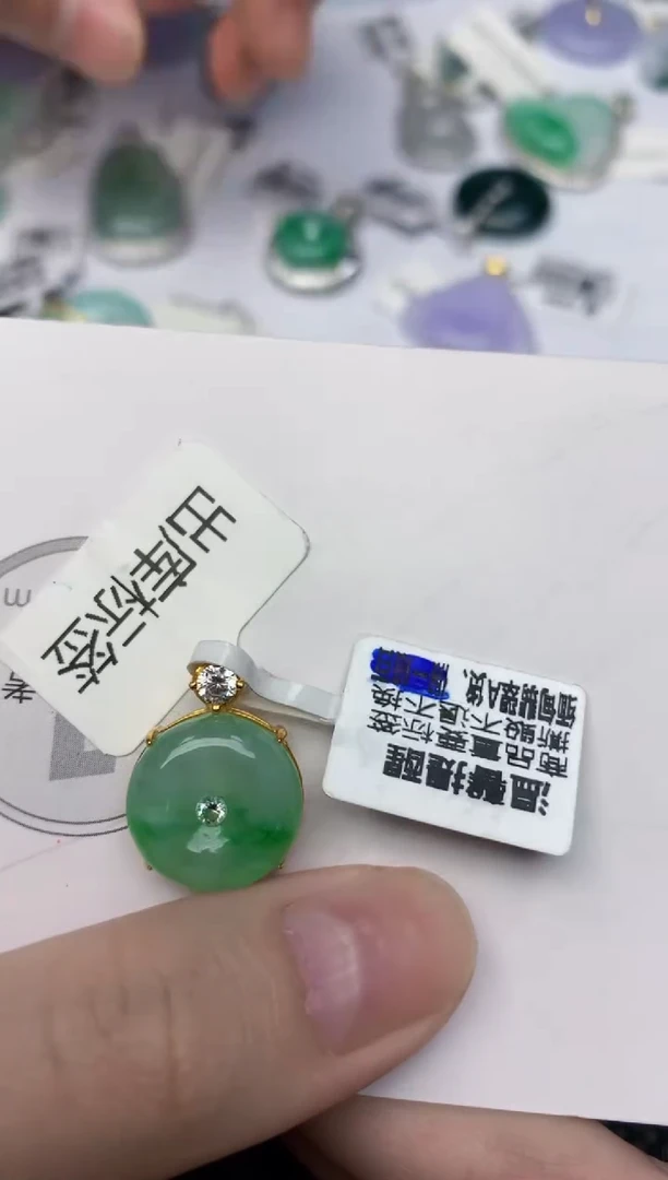 颈饰银S925镶嵌翡翠天然缅甸翡翠a货百元以上9元证书费自理