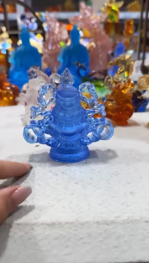 琉璃手工艺品宝伞摆件