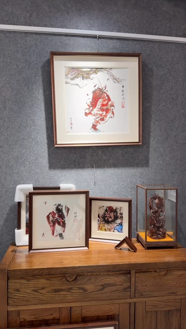 国画牛百川老师手绘五福临门60x60