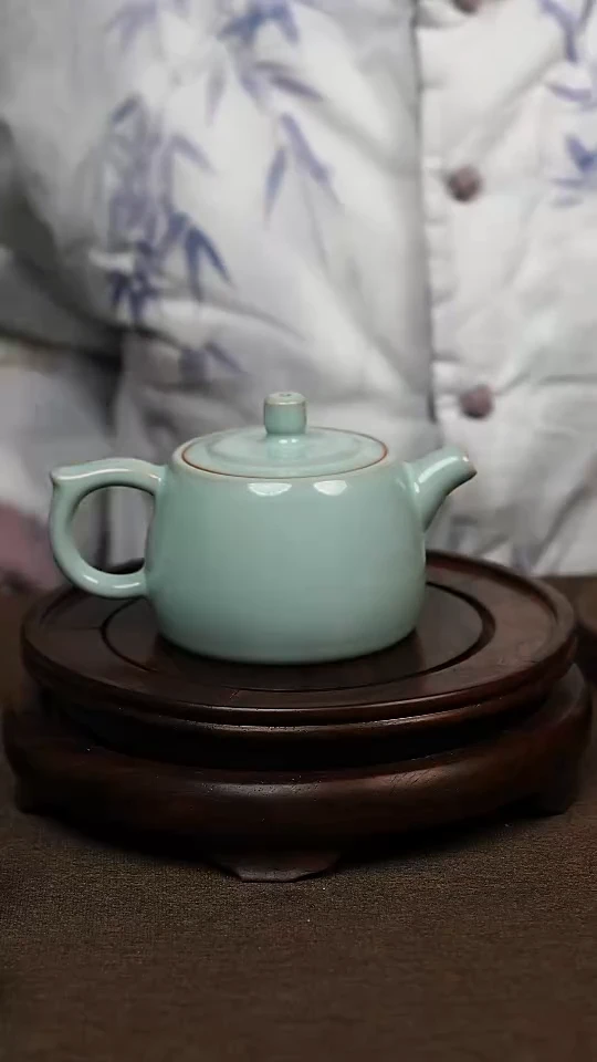 瓷片天青色手工井栏壶240ml 全品 礼盒包装