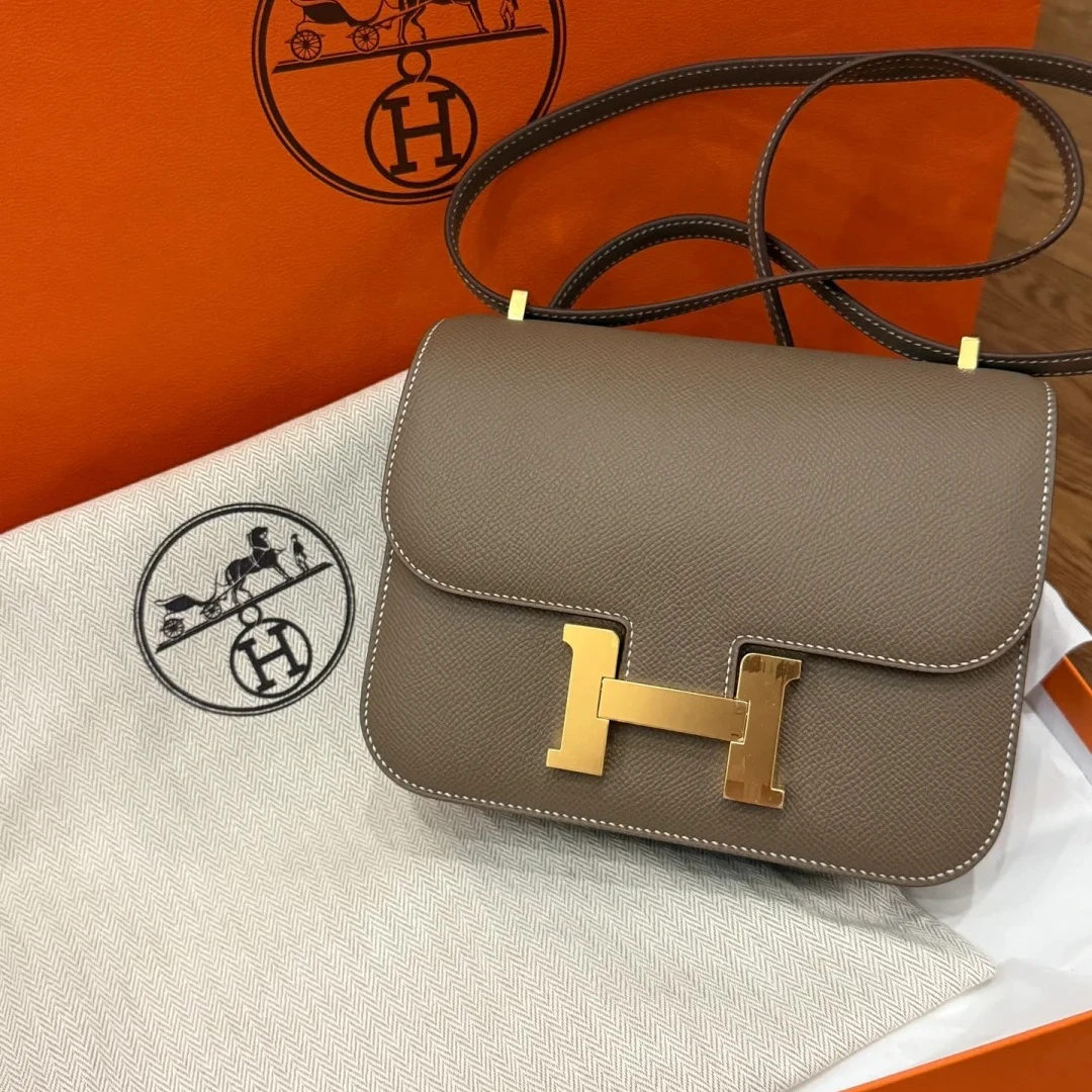 95新 Hermes/爱马仕 小花Jerry康康 19 大象灰 Ep皮 U刻 金扣