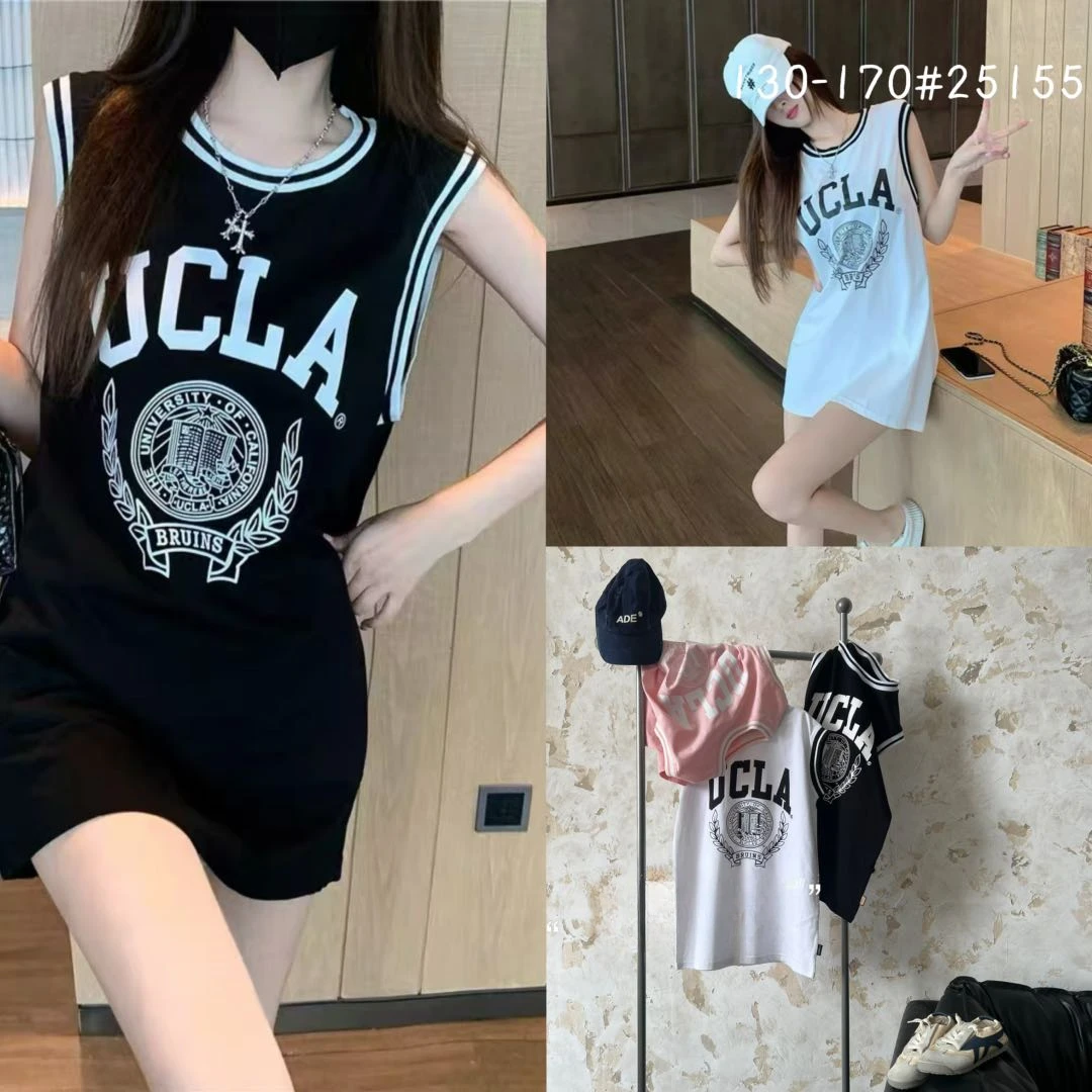 504368 黑 韩版精选女童时尚休闲洋气夏季字母无袖T裙