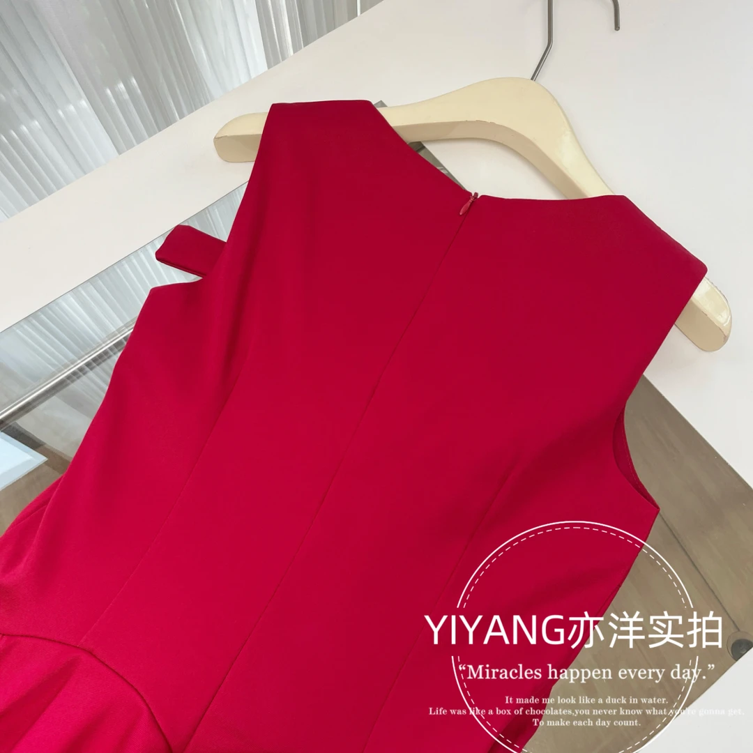 Lazy Didi同款玫瑰人生生日公主裙蝴蝶结千金感无袖收腰连衣裙子