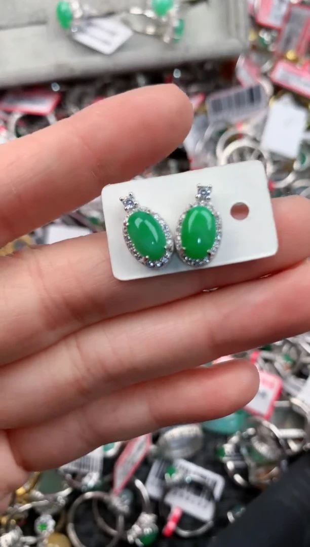 银S925镶嵌戒指翡翠10                  9