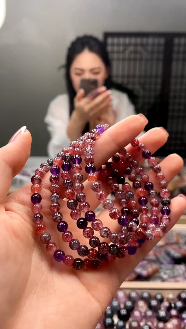 未镶嵌手串水晶超七毕业黑加仑手串5-6mm 多样性发一