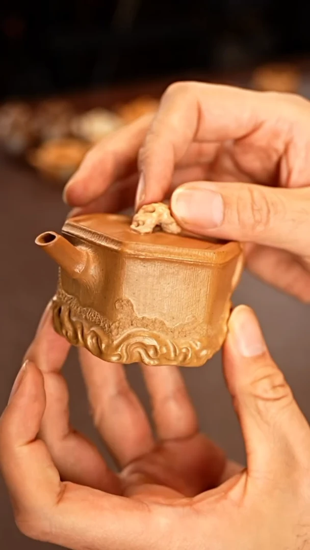 茶壶紫砂六方云竹紫砂壶