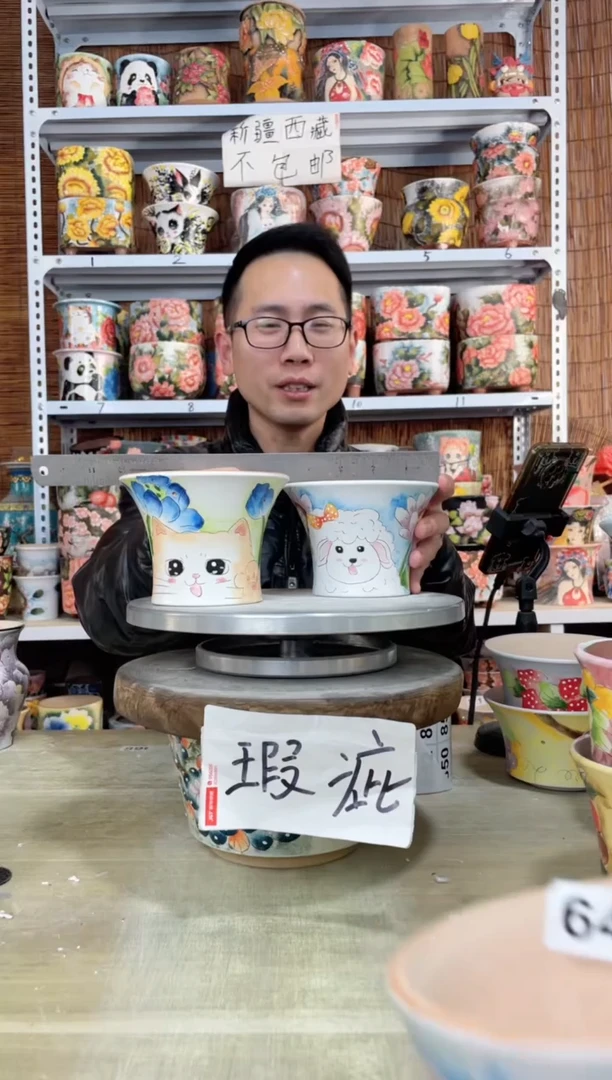 【闪购商品】摆件667陶花岛多肉陶瓷花盆罐——微瑕