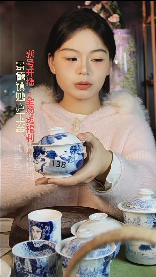 盘陶妙庐玉窑盖碗138微瑕