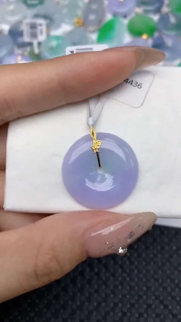 颈饰18K金镶嵌翡翠天然缅甸翡翠a货百元以上9元证书费自理