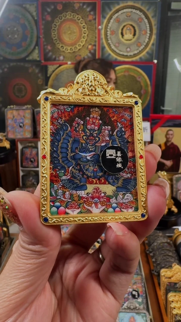 吊坠壹善缘城手绘唐卡大威德
