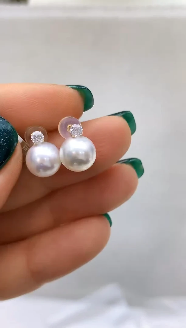 【闪购商品】海水珍珠耳饰18K金镶嵌58 8-9mm