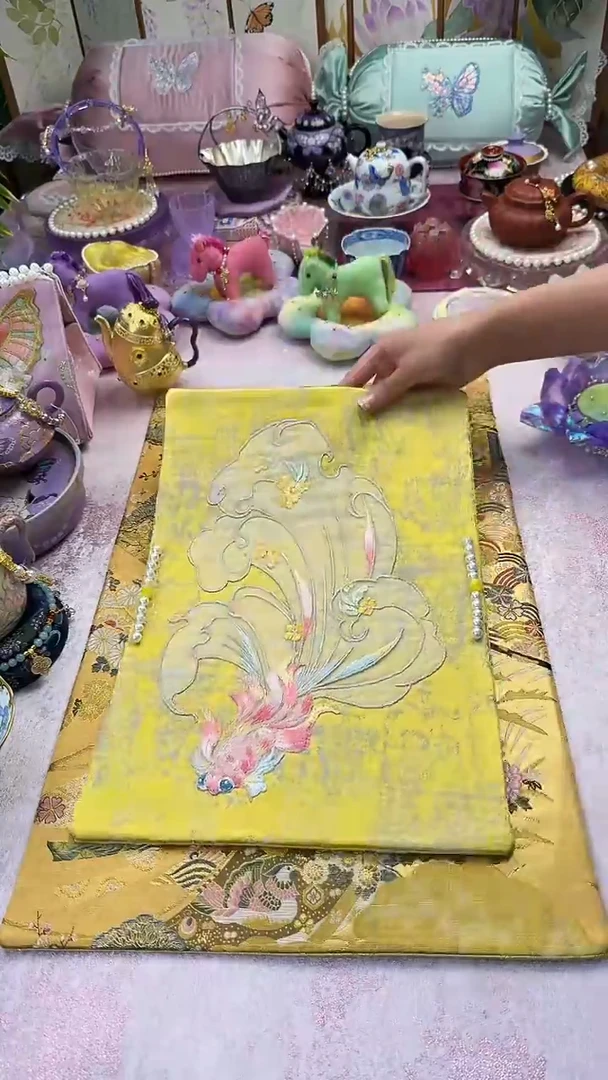 133金色桂花锦鲤钉珠茶席