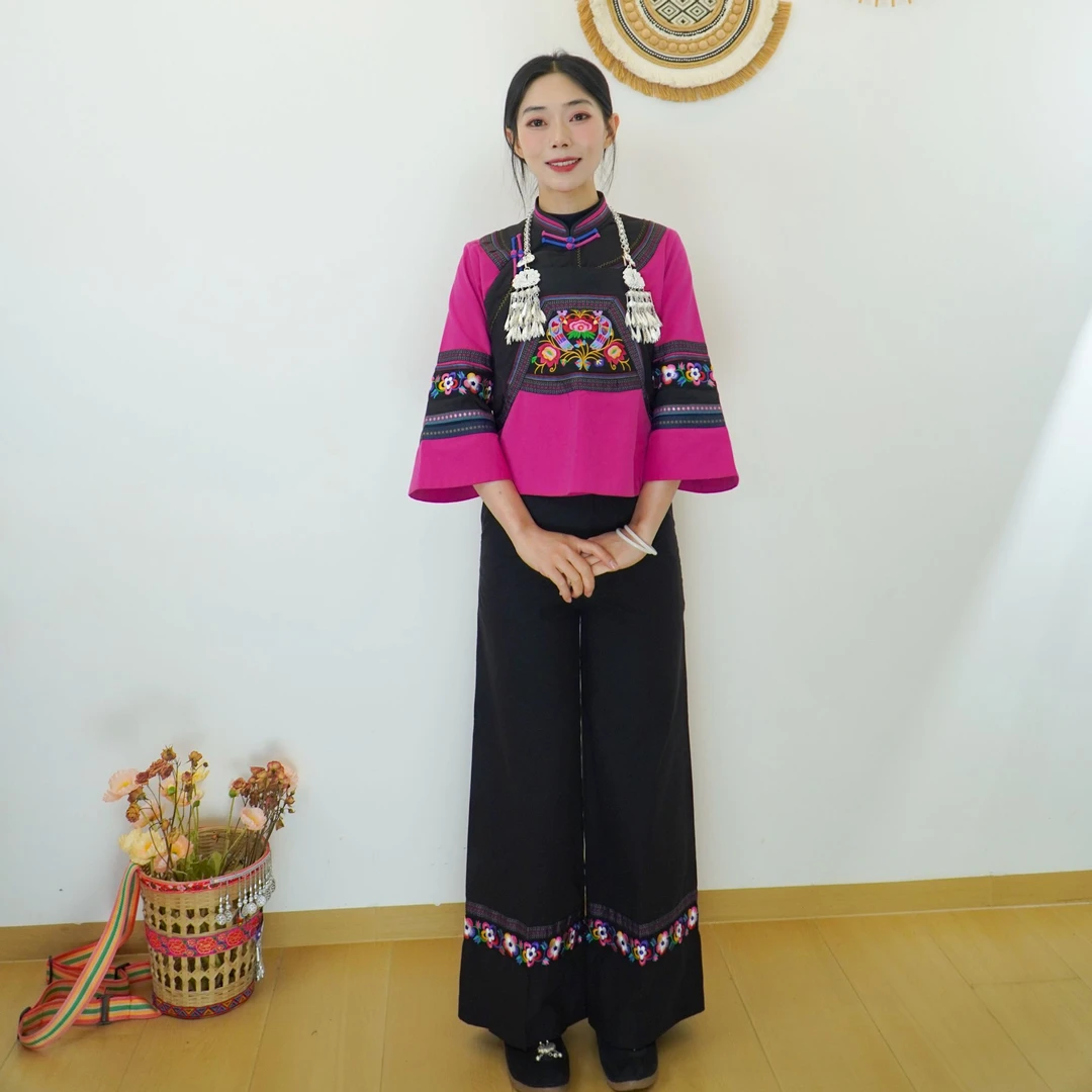 【云见布依】贵州少数民族布依族壮族玫红色裤装日常休闲