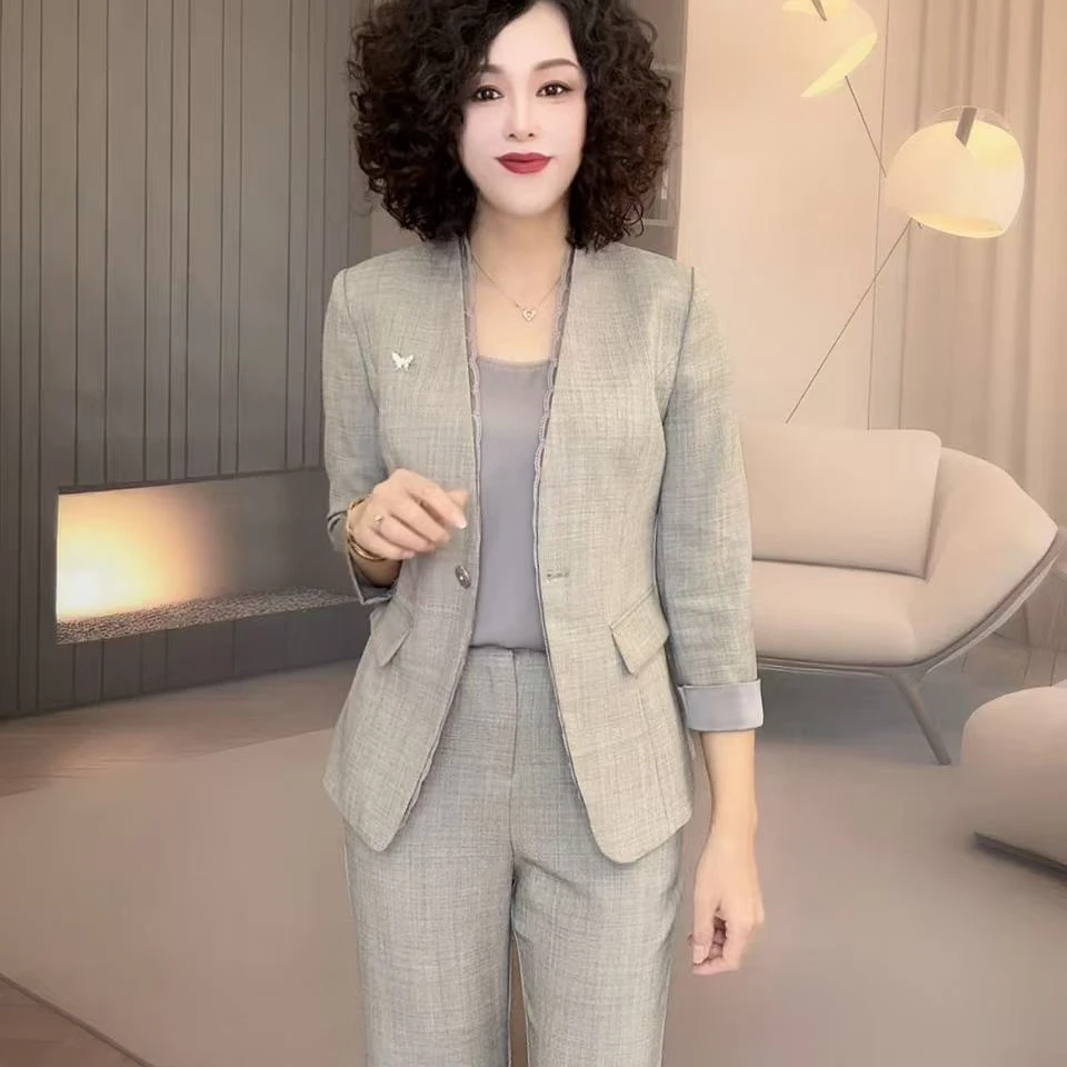 时尚减龄三件套【西服+裤子+背心】【16】显瘦气质洋气