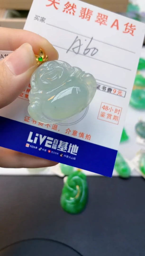 颈饰18K金镶嵌翡翠天然缅甸A货翡翠百元以上9元证书费自理