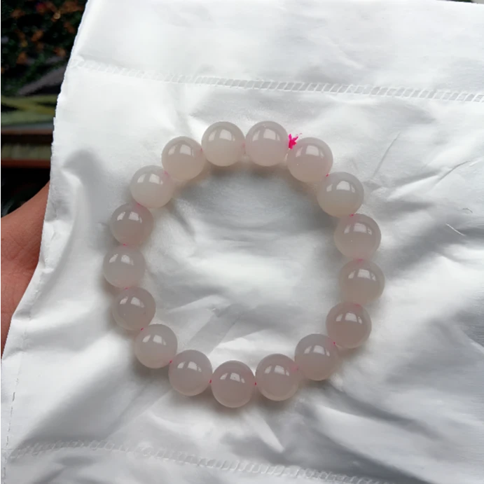 和田玉藕粉卡12手串