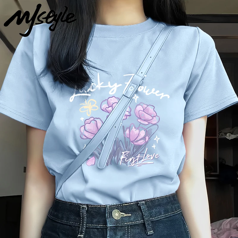 MJSTYLE美式纯棉短袖t恤女夏季2025新款宽松设计感小众半袖上衣