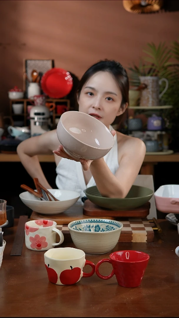 瓷片6英寸 窑变粉色碗  微瑕 凑满20发货