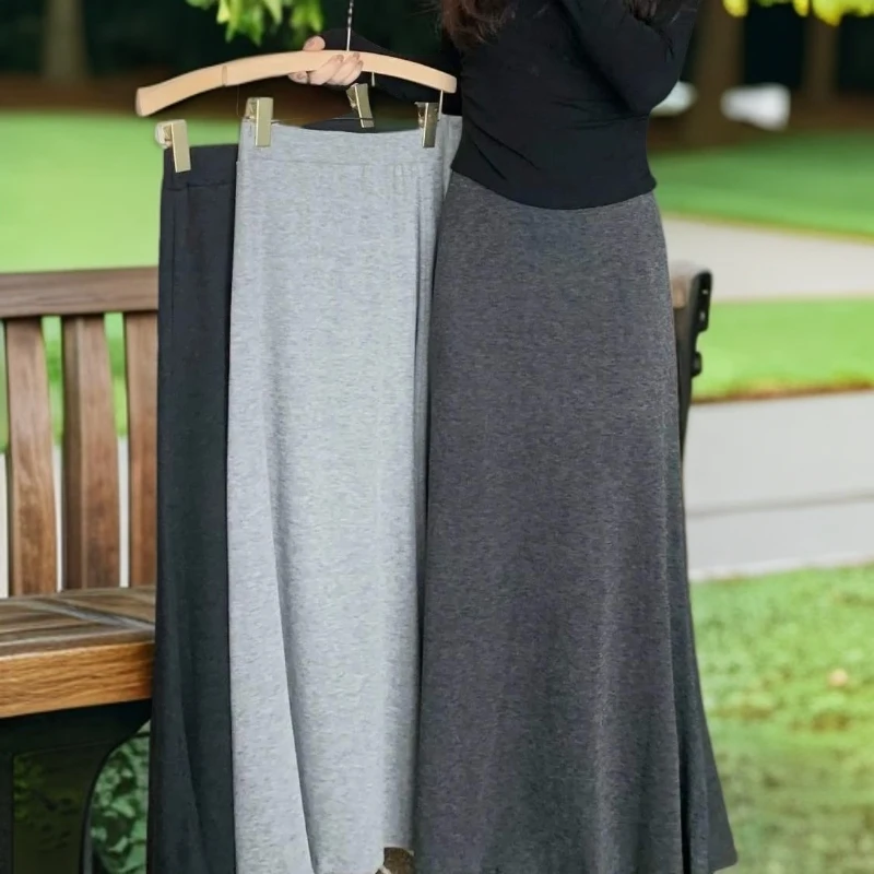 灰色包臀裙半身裙2025年秋新款复古显瘦高腰坠感遮肉a字裙秋冬