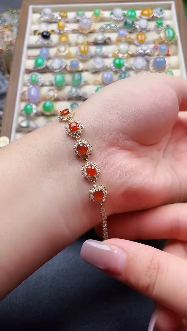 银S925镶嵌手链翡翠160