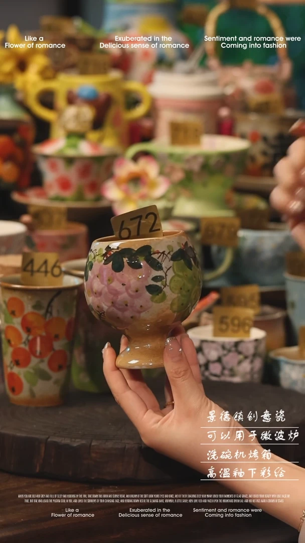 陶瓷672景德镇高温釉下彩绘设计师款式