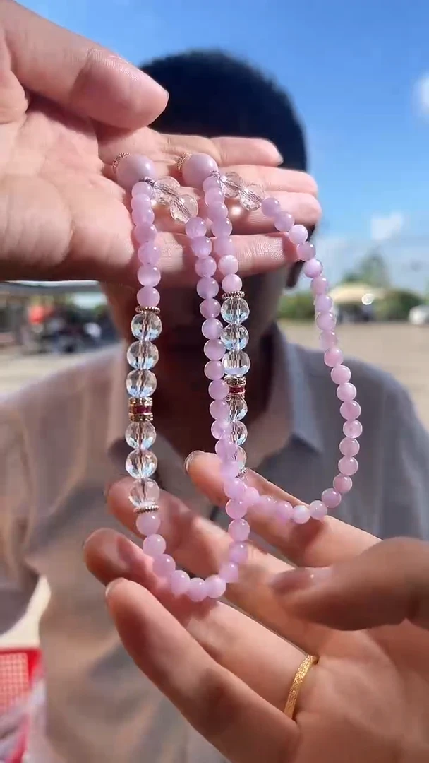 手机链锂辉石未镶嵌天然紫锂辉多样性发一mm