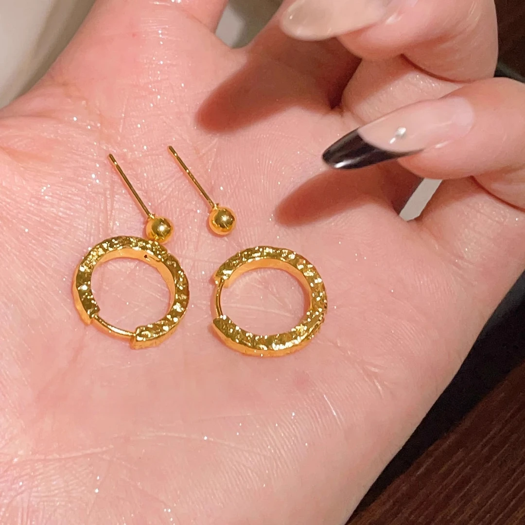 气质金色碎碎冰耳扣四件套耳环2025新款轻奢气质耳钉简约时尚耳饰