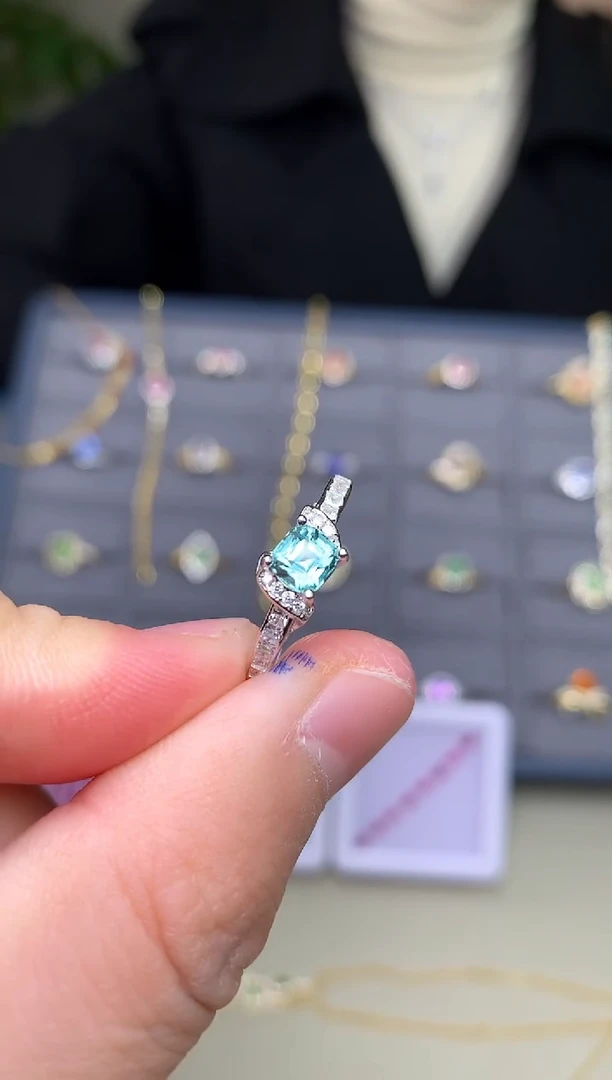 银S925镶嵌戒指碧玺戒指