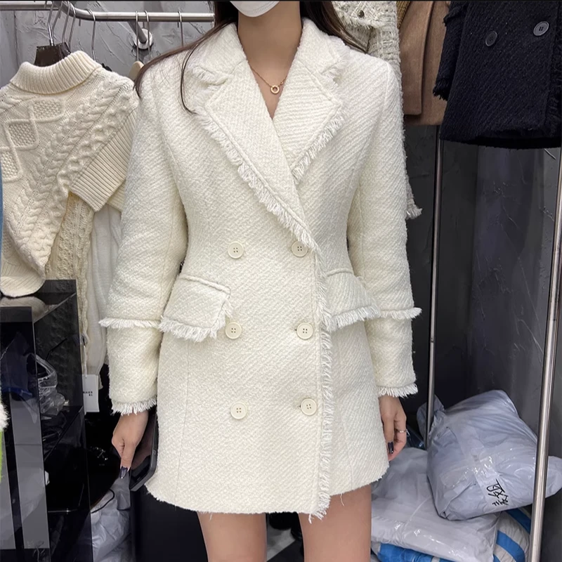 【青苍】小香风毛边连衣裙