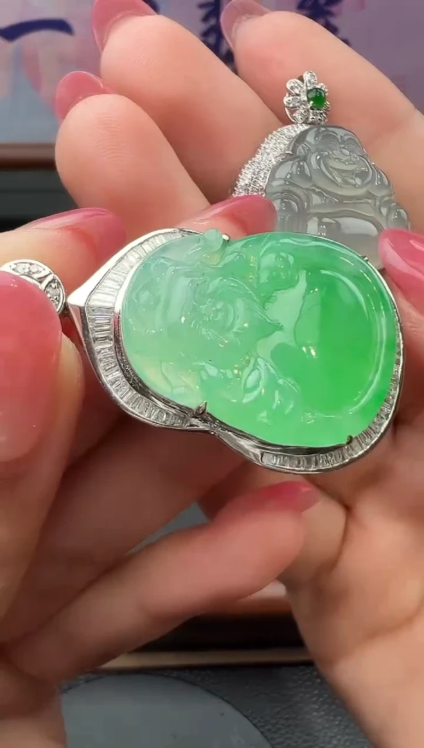 吊坠(不含链)18K金镶嵌翡翠勿拍