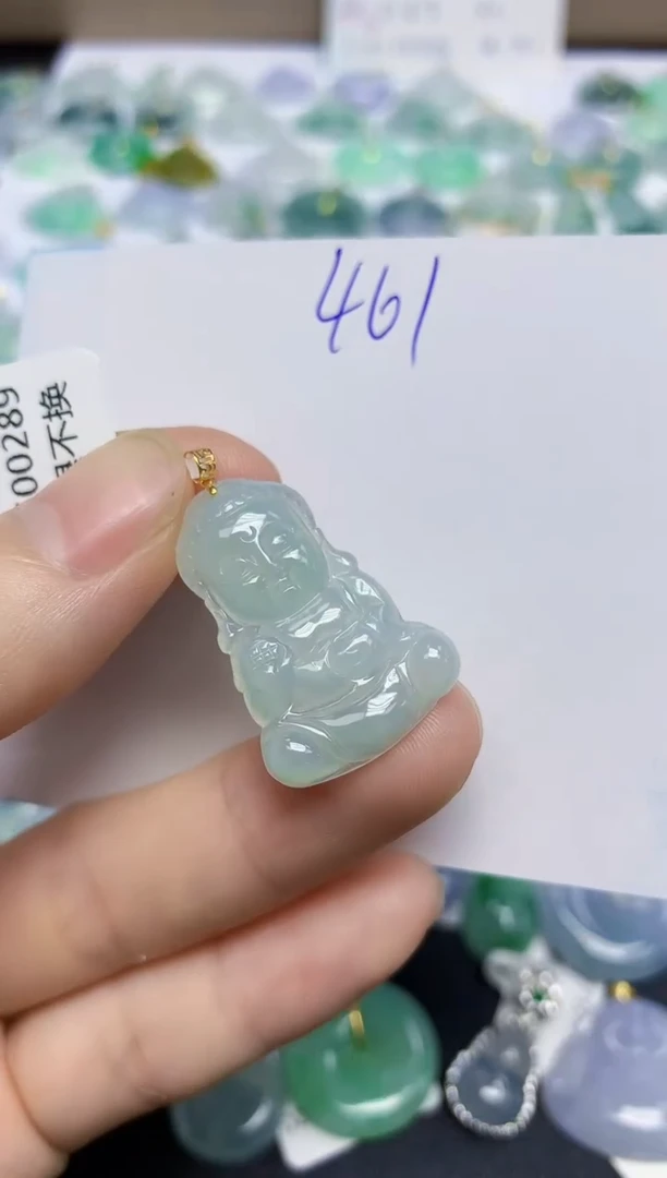 颈饰18K金镶嵌翡翠天然缅甸翡翠A货翡翠百元以上9元证书费自理