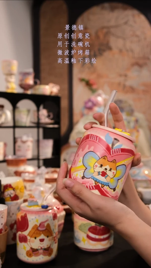 摆件景德镇手工手绘设计师款