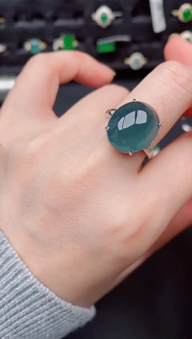 银S925镶嵌戒指翡翠天然a货翡翠108