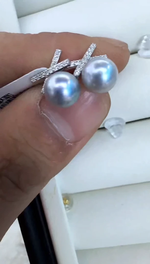 【闪购商品】海水珍珠耳饰银S925镶嵌耳钉