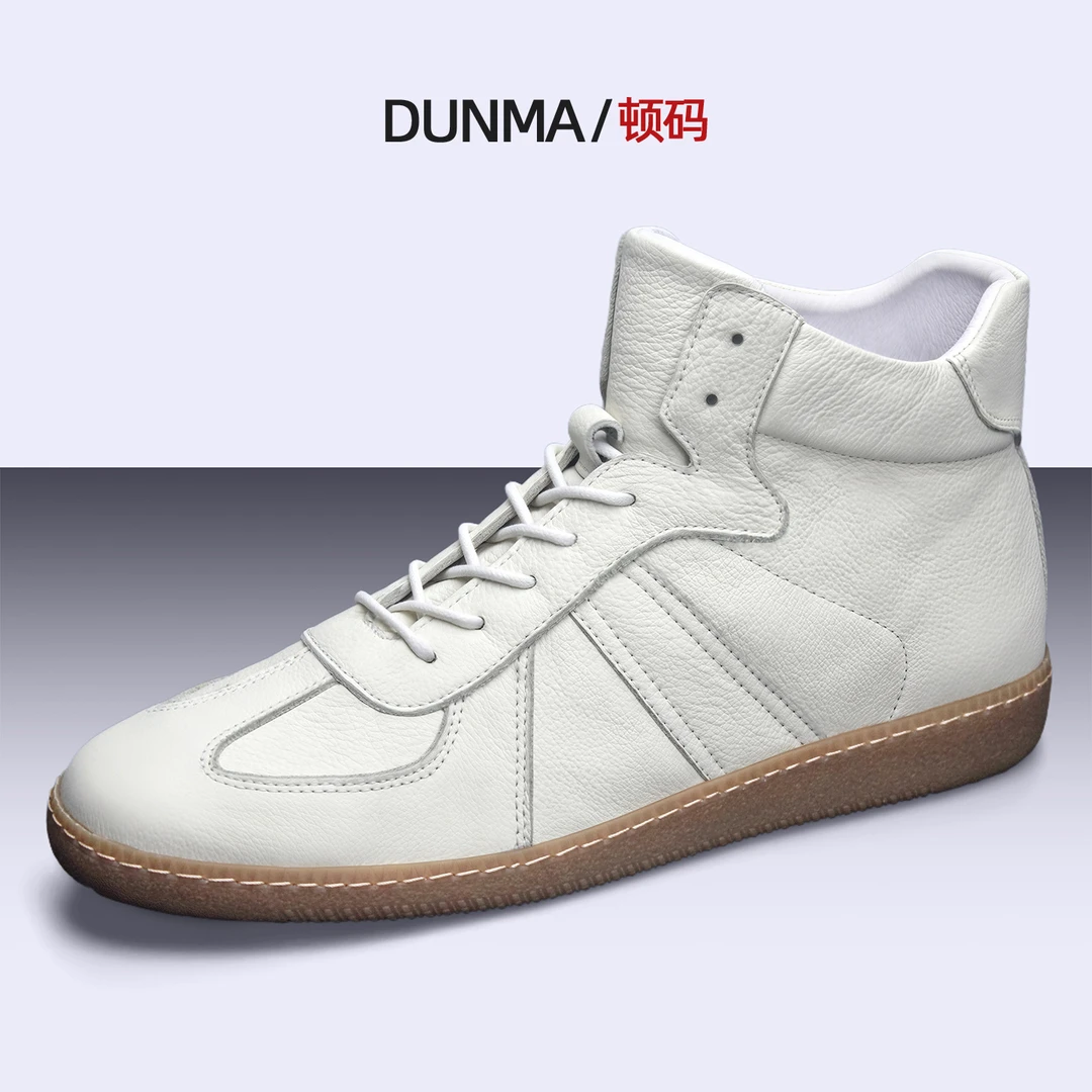 高帮鞋男2025新款男士休闲鞋真皮白色板鞋中帮马丁靴百搭男生鞋子