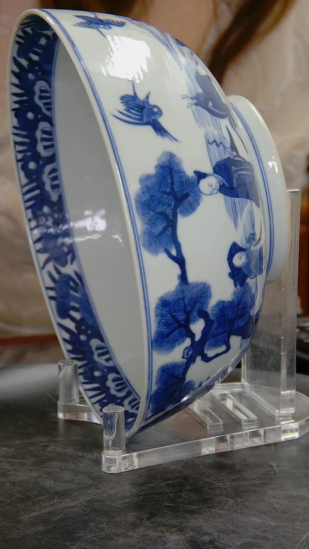 碗青花松下高士图碗#5083#