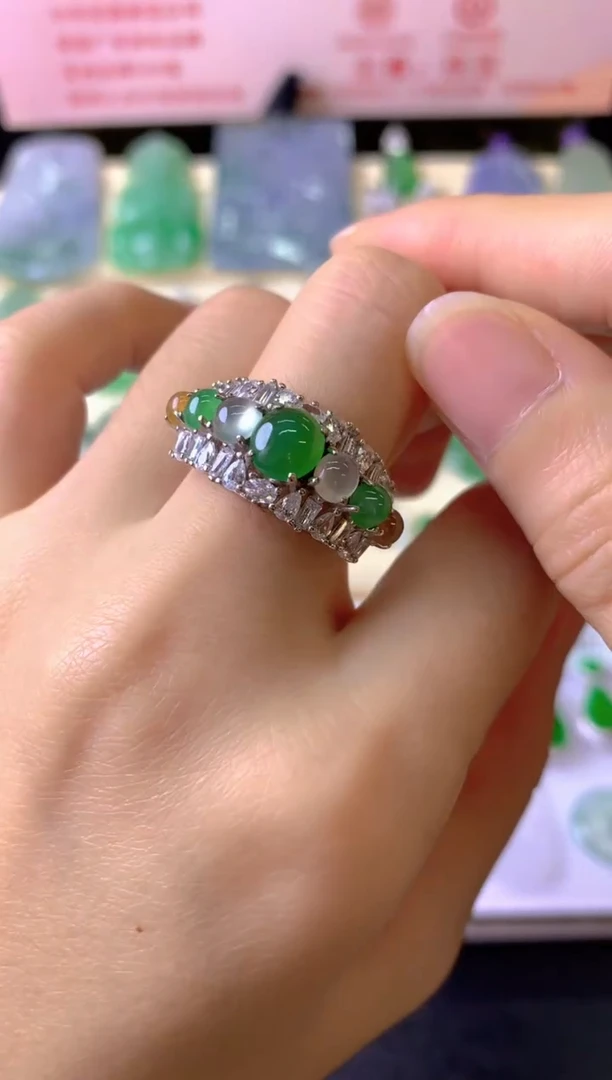 银S925镶嵌戒指翡翠予****】戒指