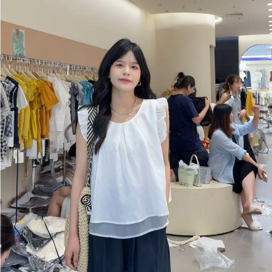 【洋洋精选】2025夏季新款百搭时尚简约气质无袖衬衫