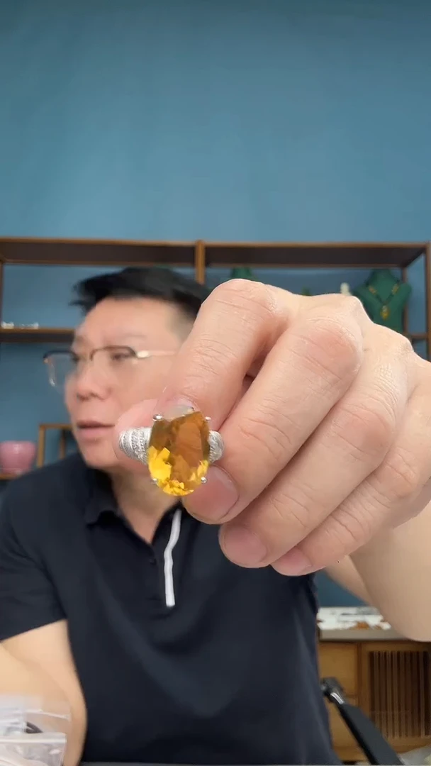 未镶嵌戒指黄晶M***K戒指