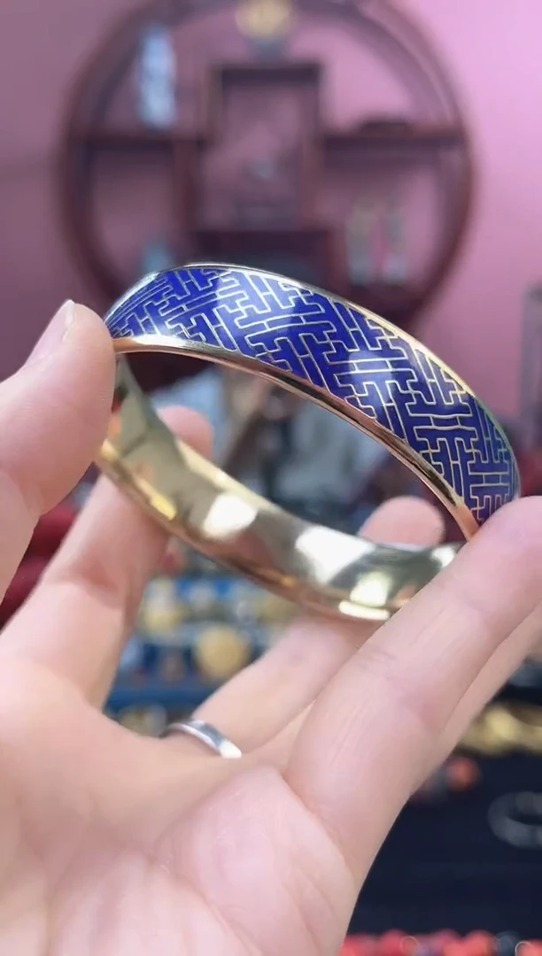 非遗 景泰蓝 万字纹 手镯 宝蓝 62