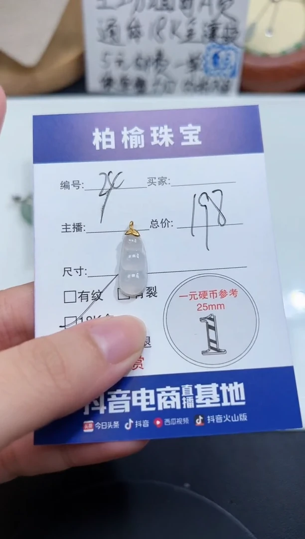 翡翠18K金镶嵌颈饰24豆子