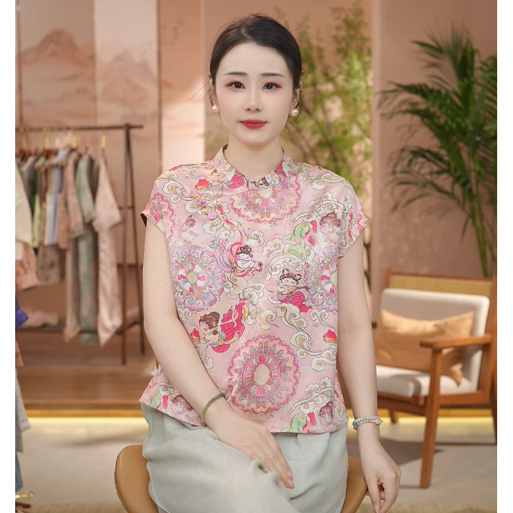 《 再见敦煌-短袖》新中式提花时尚休闲百搭透气短袖国风上衣