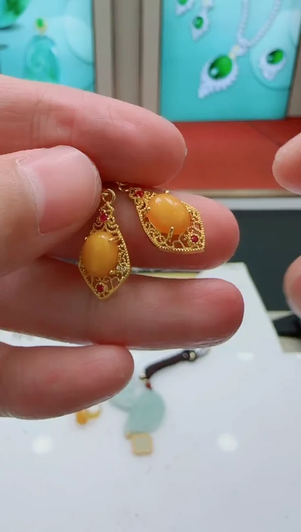 蜜蜡颈饰未镶嵌LX蜜蜡耳钩XP9-多样性发其一