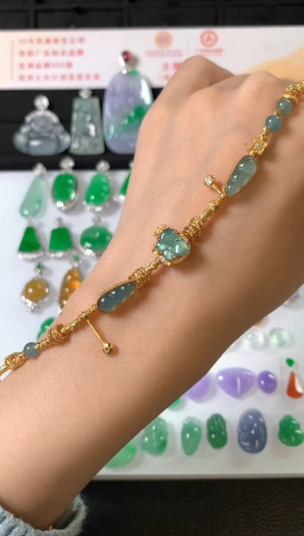 银S925镶嵌手链翡翠手链