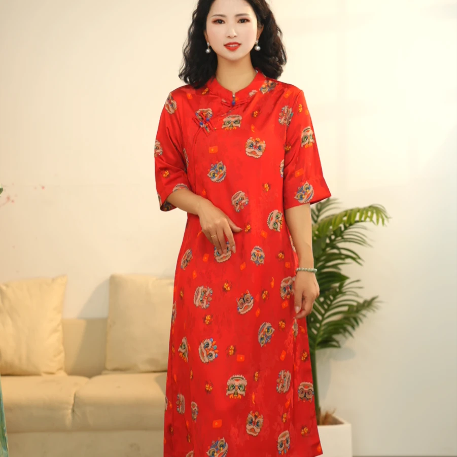 【纳福貔貅】改良新中式旗袍国风宽松款复古风大码连衣裙
