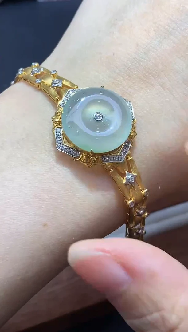 18K金镶嵌手链翡翠741-中国好珍宝