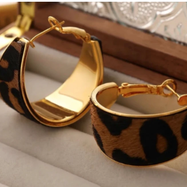 铜合金耳饰 多肉简约复古豹纹波西米亚耳圈耳环AL3001