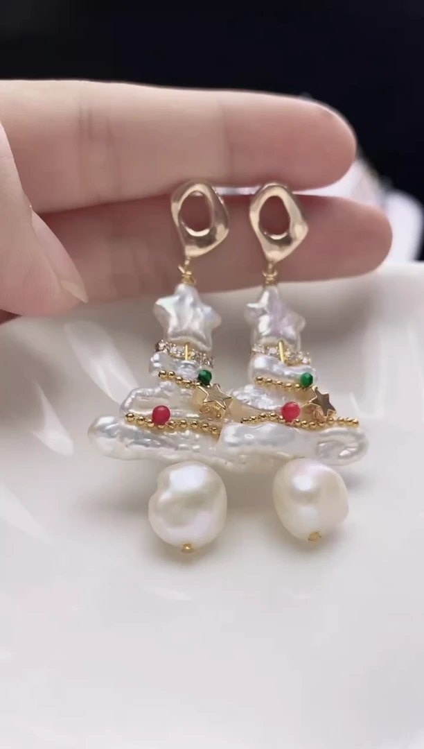 未镶嵌耳饰淡水珍珠淡水巴洛克珍珠耳饰